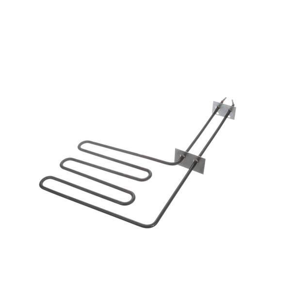 An electric heating element with two hooks.