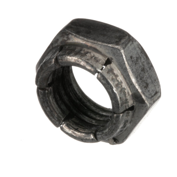 A close-up of a black Hobart stop nut.