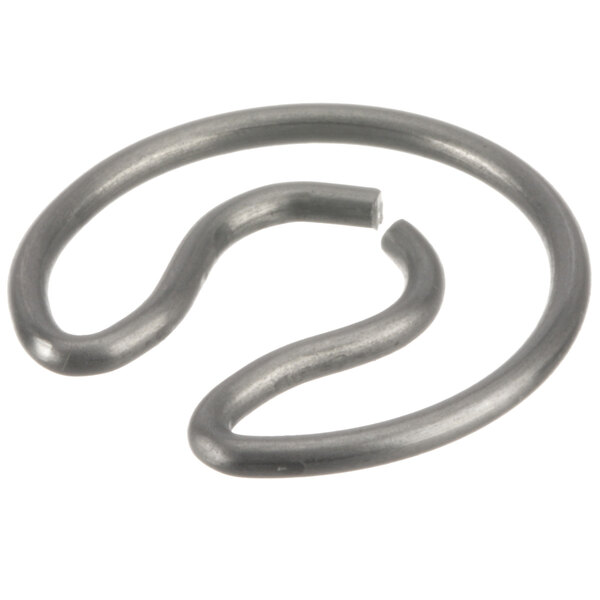 A close-up of a Stero wire clip, a metal ring with a small hole in it.