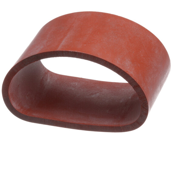 A red rubber ring with a white background.