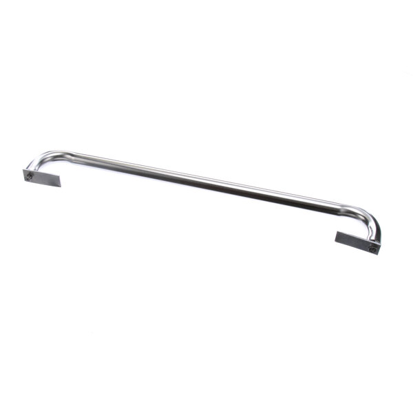 A chrome metal rod for a Metro holding cabinet door handle.
