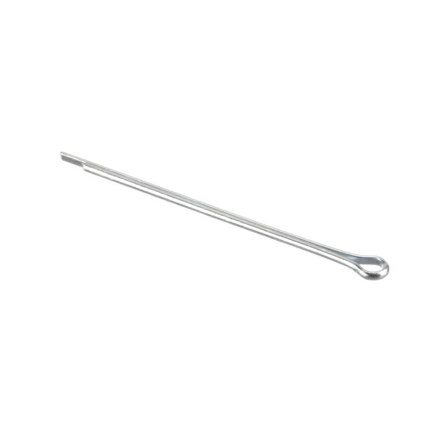 A long silver metal rod with a hole at the end on a white background.