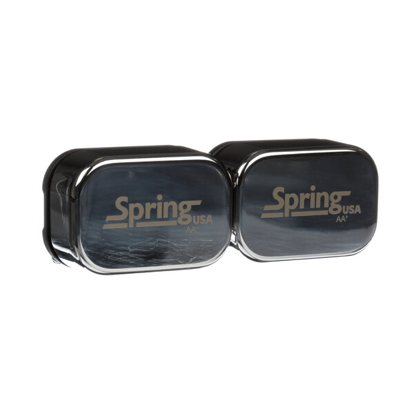 A pair of Spring USA metal containers with silver lids.