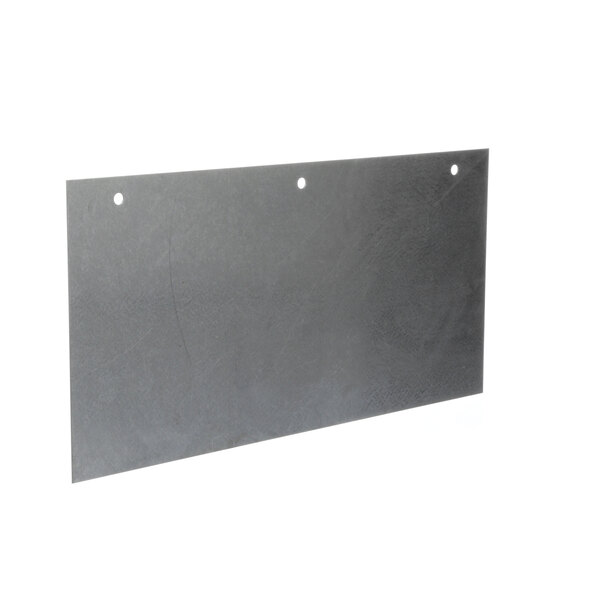 A black metal rectangular heat shield with holes.