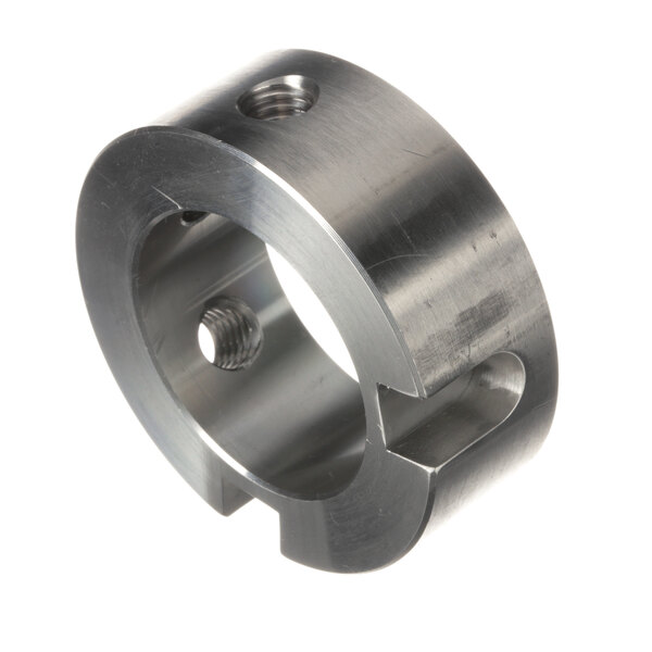 A metal ring with screws on it.