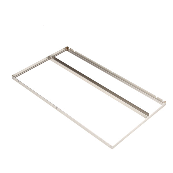 A rectangular metal frame with two metal bars inside.