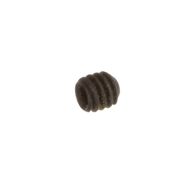A close-up of a Blakeslee Nylok set screw with a black spiral design.