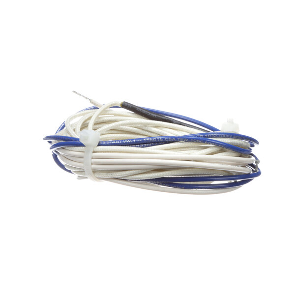 A coil of white and blue True Refrigeration perimeter heater wires.