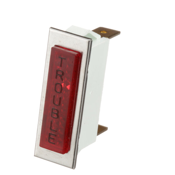 A red Frymaster trouble lamp switch.