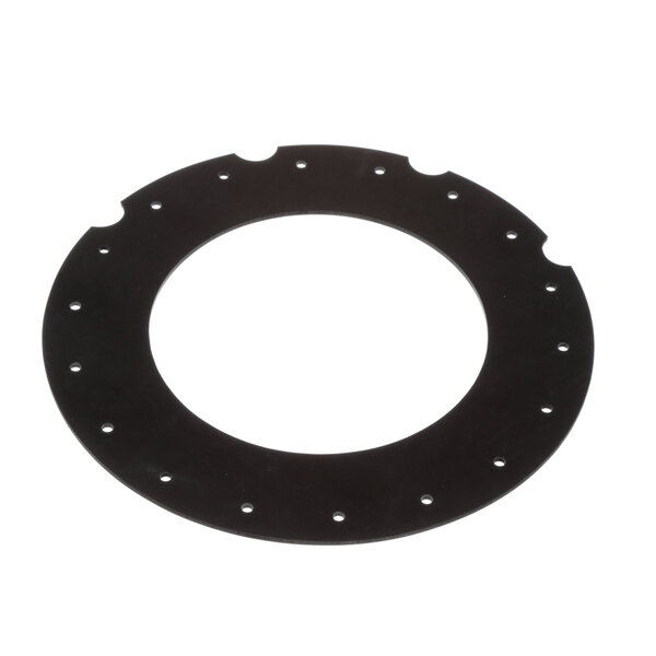 A black Dispense-Rite rubber baffle with holes.