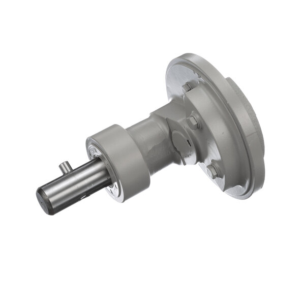 A white plastic Globe planetary gear with metal shaft.