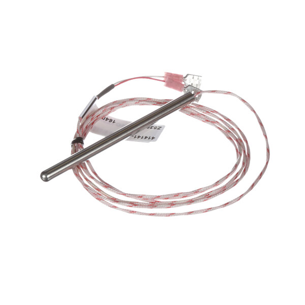A Vulcan thermistor probe with a red and white wire.