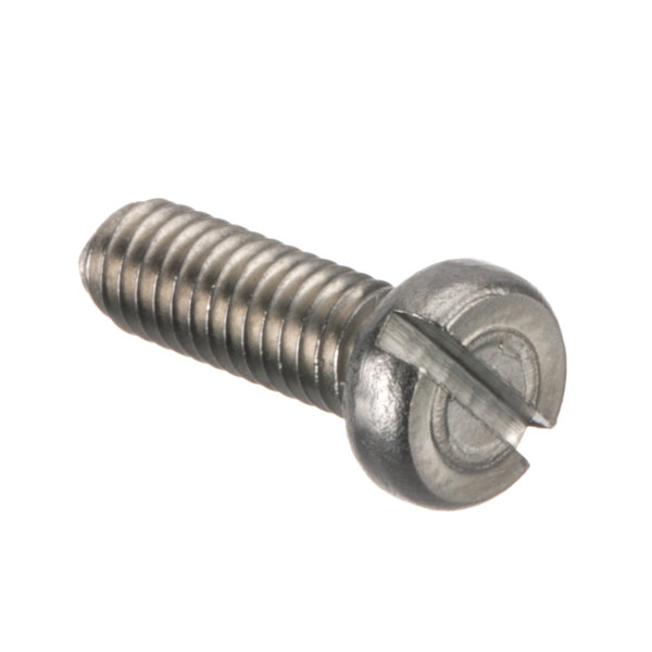A close-up of the metal screw for a Hussmann commercial refrigeration fan motor.