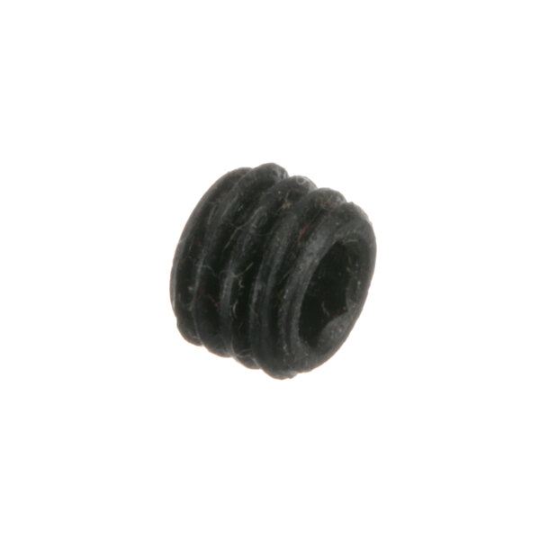 A close-up of a black round Henny Penny set screw with a hole in the center.