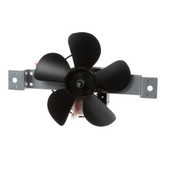 A black and grey Traulsen fan motor with fan blade.