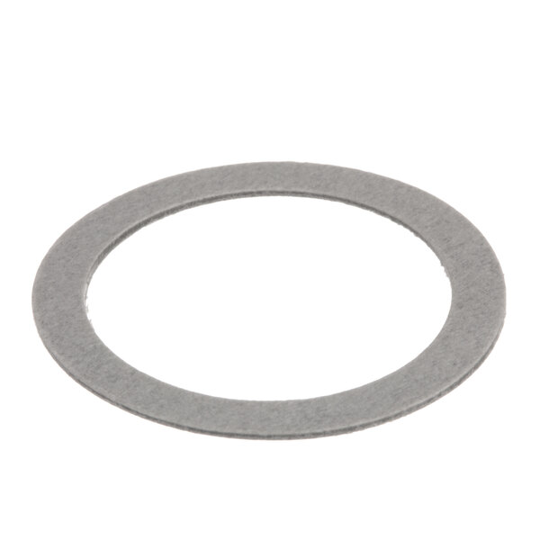 A grey metal washer on a white background.