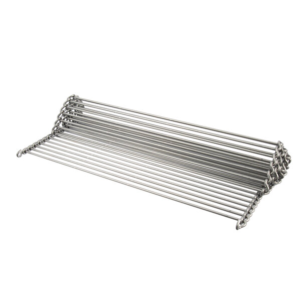 A Marshall Air 504001 stainless steel wire rack with a chain attached.