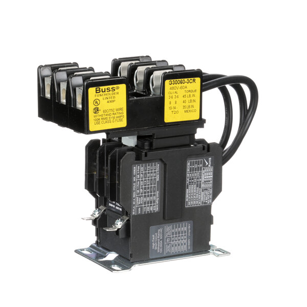 A Stero 0P-471822 contactor, a black electrical device with yellow labels.