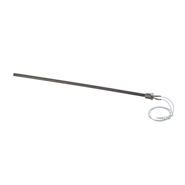 A long black metal rod with a wire attached to it.
