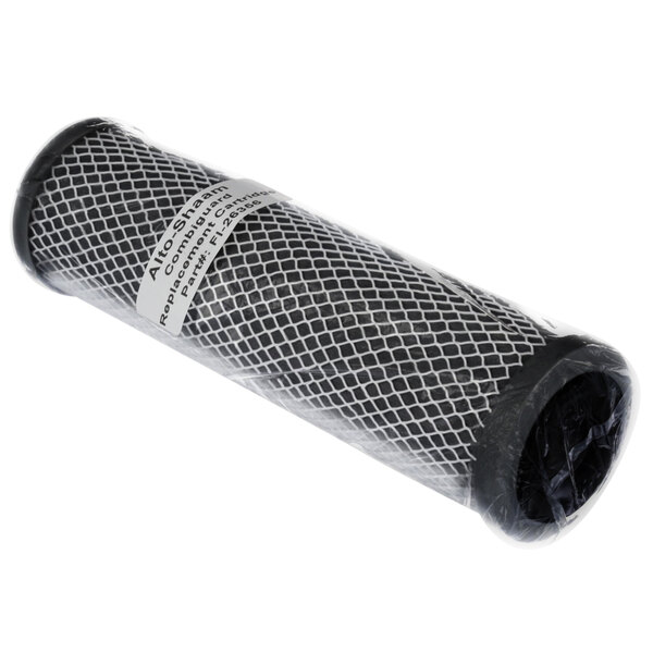 A black and white Alto-Shaam filter cartridge with a black handle.
