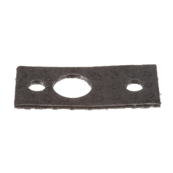 A black rectangular gasket with holes in it.