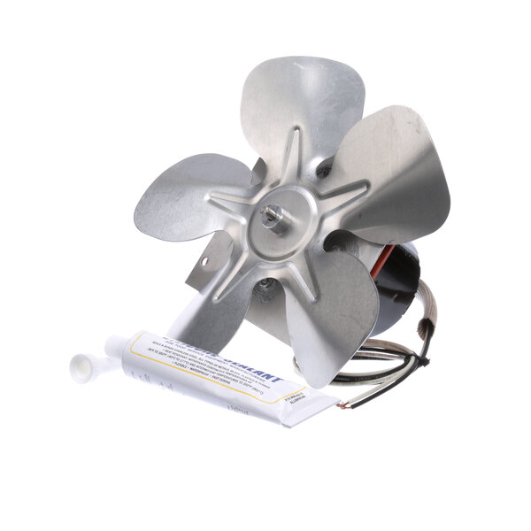 A NU-VU proofer motor fan with a white plastic cover.