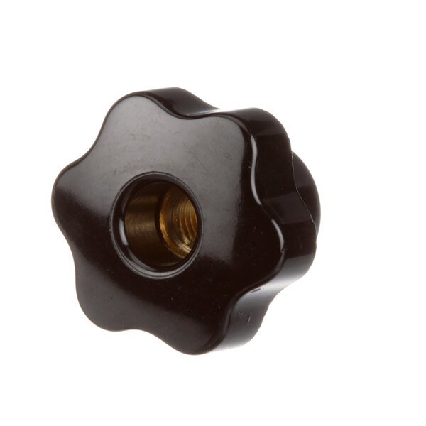 A black plastic Univex knob with a gold nut on the end.