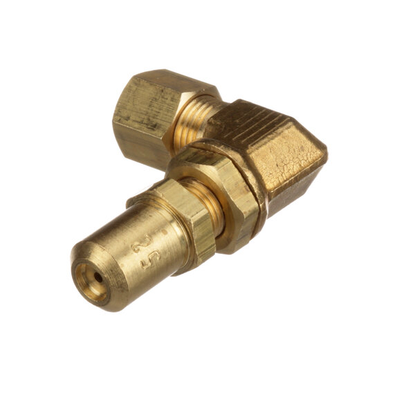 A brass US Range orifice fitting with a brass nut.