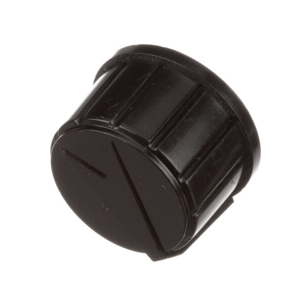 A close-up of a black plastic Randell temp control knob.