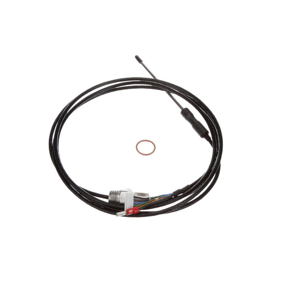 A black cable with an orange wire and a rubber seal for a Rational probe.