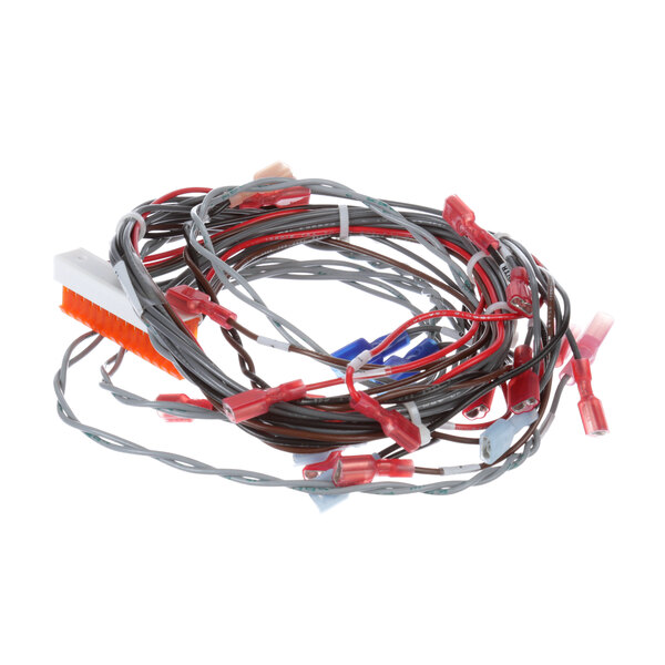 A Groen wire harness with red and blue terminals.