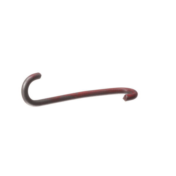 A red curved metal hook.