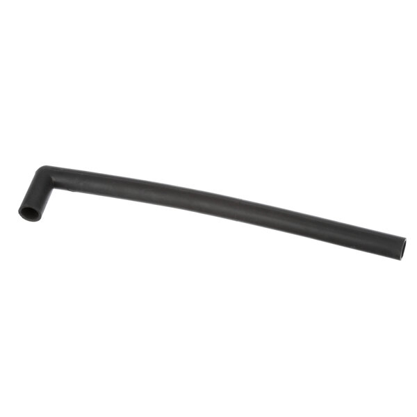 A black rubber hose with a long handle on a white background.