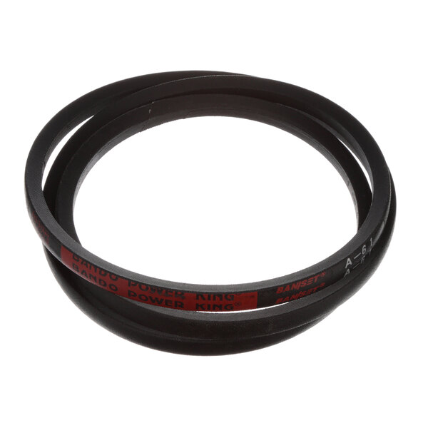 A black rubber Revent belt with red text.