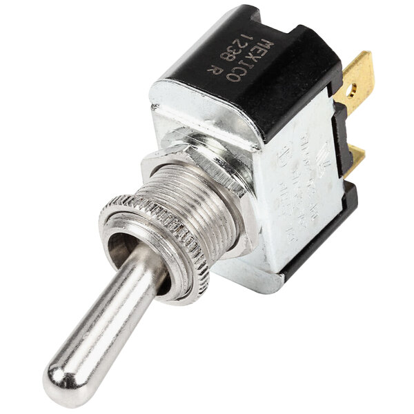 A Grindmaster-Cecilware toggle switch with a metal handle.