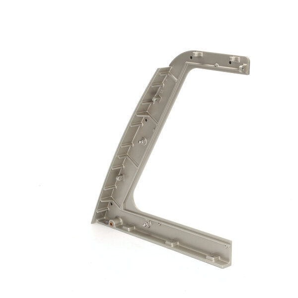 A grey metal corner bracket with screws.