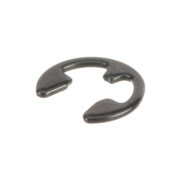 A close-up of a black Hobart retaining ring with a hole in it.
