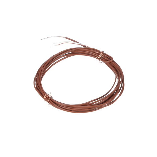 A brown wire wrapped around a white surface.