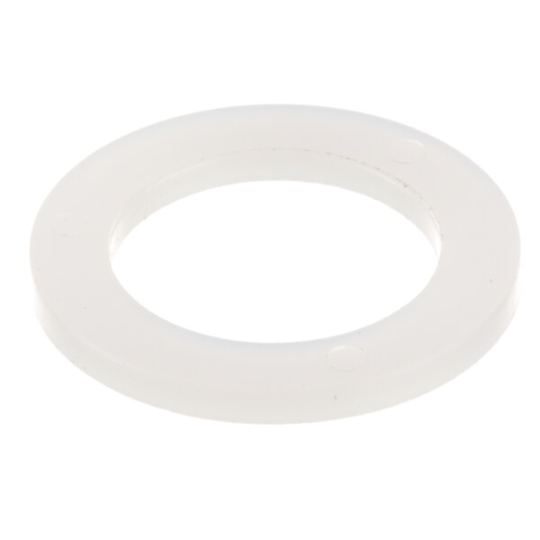 A white nylon washer with a circle and holes.