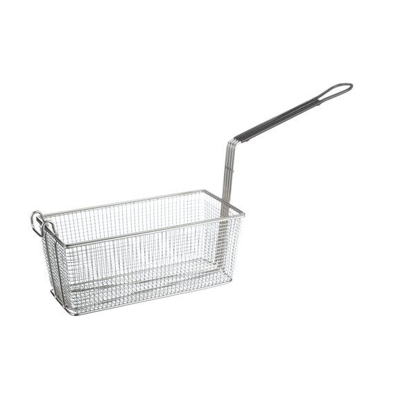A close-up of an Anets Twin Fryer Basket with a handle.