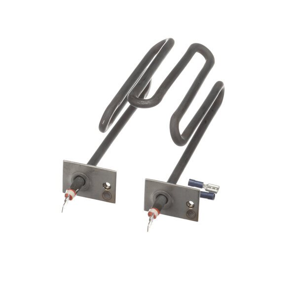 Two black metal Hatco heating elements with two wires.