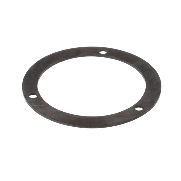 A black round gasket with holes.