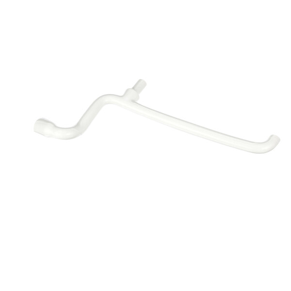 A white plastic pipe with a white plastic handle on a white background.