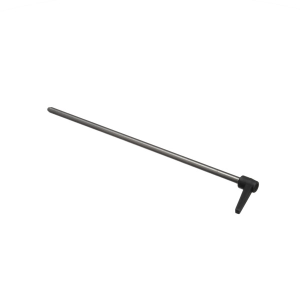 A long metal rod with a black handle on one end.