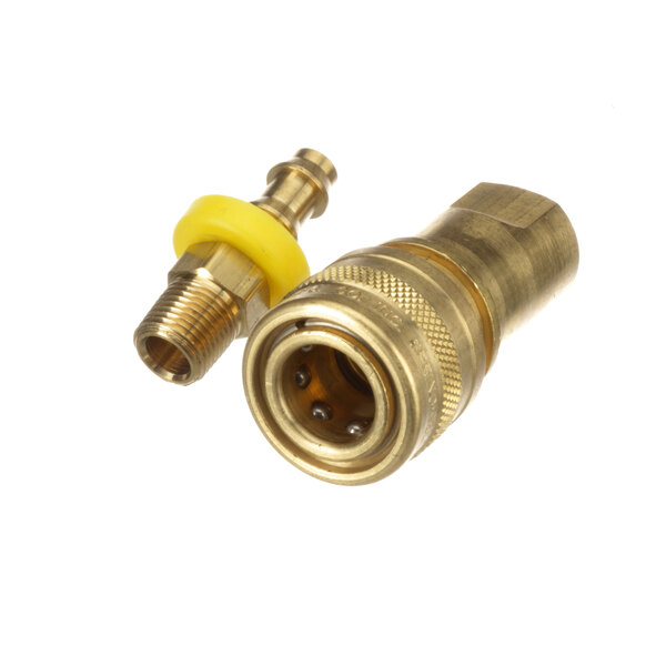 A close-up of a Cleveland brass female quick disconnect hose connector.