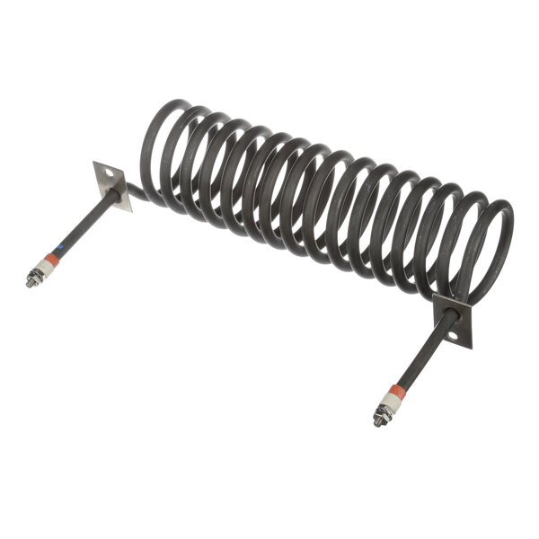 A black coil with metal rods on each end.