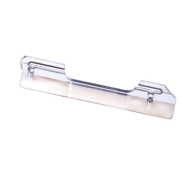 A clear plastic handle with screws.