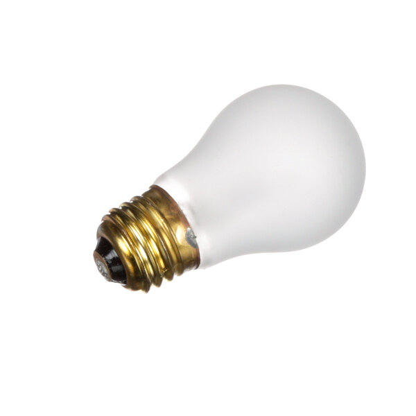A close-up of an APW Wyott 40 watt light bulb with a black base.