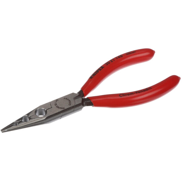 Franke hose pliers with red handles.