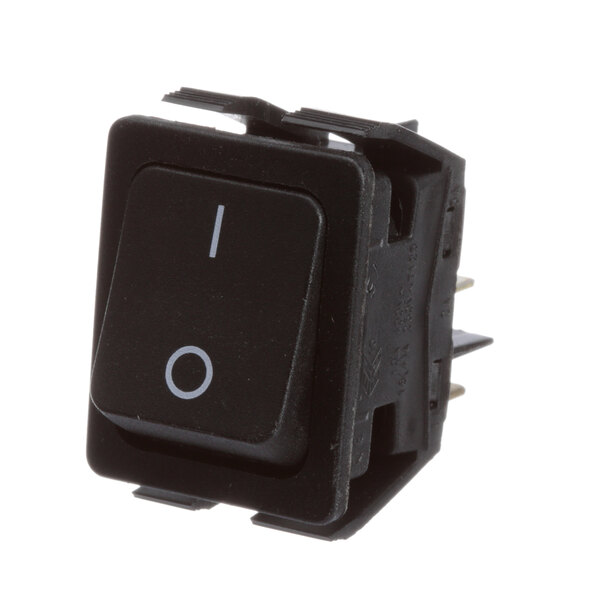 A black Randell rocker switch with white text.